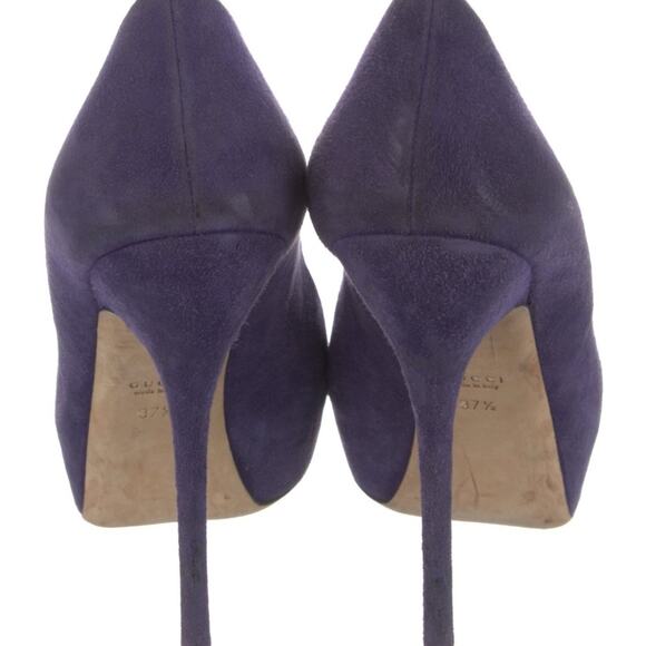 Gucci Purple Suede Platform Peep Toe Stiletto Heels Size IT 37.5 - Picture 4 of 6